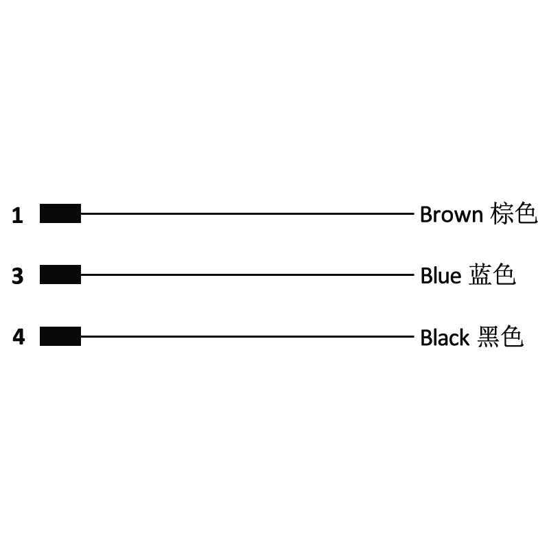 M5 4pins A code female straight cable,unshielded,PVC,-40°C~+105°C,26AWG 0.14mm²,brass with nickel plated screw